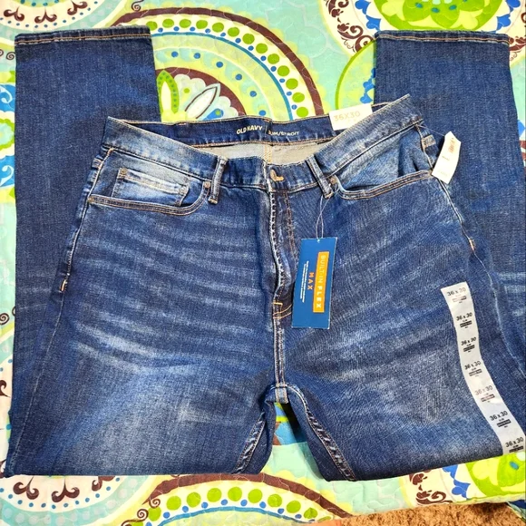 Old Navy Blue Relaxed Jeans with Classic Indigo Wash - Picture 1 of 9